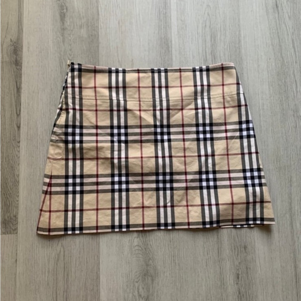 Burberry Beige Plaid Mini Skirt